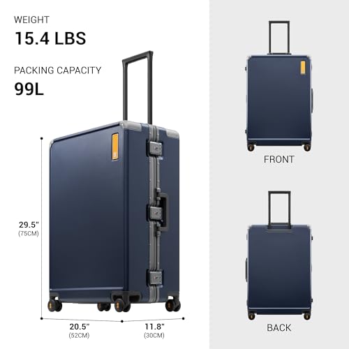 Zipperless Large Suitcases Hardshell Checked Luggage 28 Inch (Blue / Checked 28 Inch)