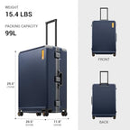 Zipperless Large Suitcases Hardshell Checked Luggage 28 Inch (Blue / Checked 28 Inch)