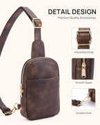 Small Sling Bag for Women Leather Crossbody Fanny Packs Chest Bag for Women Coffee (1-coffee)