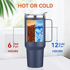 40 oz Stainless Steel Tumbler with Handle (Navy Blue / 40 Ounces-4)