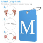 2 Pack Initial Luggage Tags for Suitcases Airplane Travel Essentials (Large M / Blue)