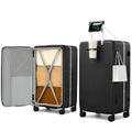 28 Inch Top Opening Checked Luggage with Cup Holder and USB Ports (Jet Black / 28 Inch Pro)