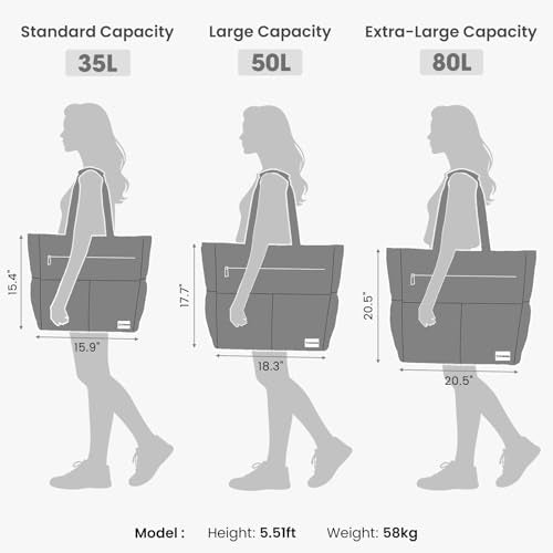Beach Bag Waterproof Sandproof Large Capacity Foldable for Women (Grey Stripe / 80L)