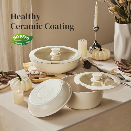 Ceramic Pots and Pans Set (16 pcs Beige)