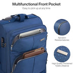 24 Inch Softside Expandable Checked Luggage with 4 Spinner Wheels (Blue / 24 Inch)
