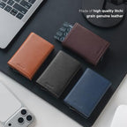 Pop up Card Wallet Minimalist Cash Wallets RFID Blocking Leather Smart Credit Card Holder with ID window for Men (Top-Grain Cowhide Litchi Navy)