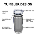 20oz Tumbler with Lid Stainless Steel Tumblers Bulk (Navy / 1 count)