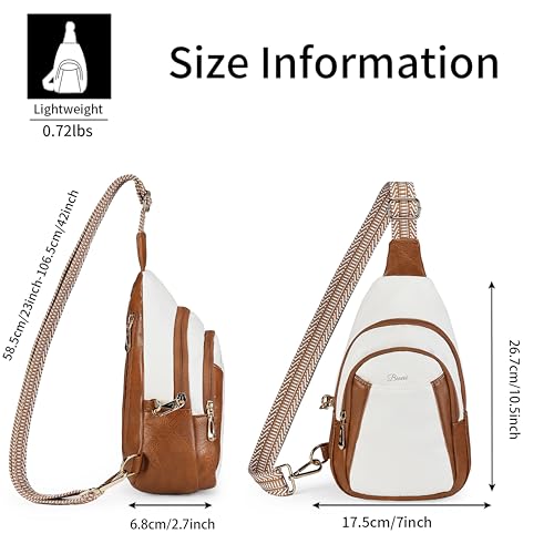 Crossbody Bags for Women Anti Theft Vegan Leather Sling Bag RFID Blocking Chest Bag for Travel (Beige Brown-02)