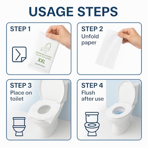 Individually Wrapped XXL Toilet Seat Covers Disposable Flushable for Travel (XXL-30 individual packs)