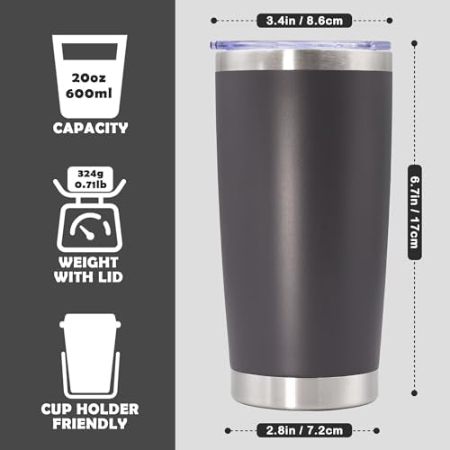 20oz Tumbler Stainless Steel Tumbler Coffee Tumbler with Lid Grey (Gray)