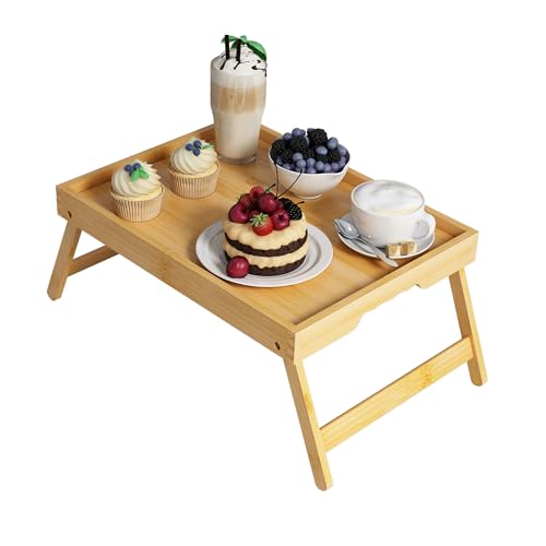 Bamboo Bed Tray Table with Folding Legs (Bamboo / Large)