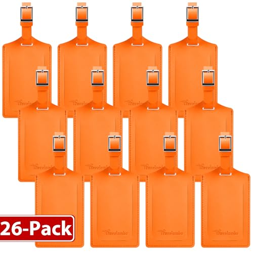 26 Pack Luggage Tags for Suitcases Airplane Travel Essentials (Hot Orange)