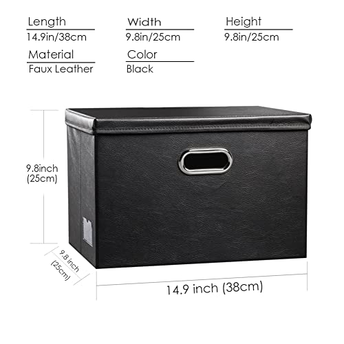 Collapsible Storage Bins with Lids [3 (Black / Medium(3-Pack))