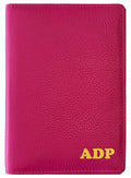Personalized Monogrammed Bright Pink Leather RFID Passport Wallet (Bright Pink / Minimalist)