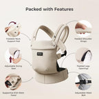 PureHug Baby Carrier (Cotton-Khaki / Extended Fit (45"-69" Waist))