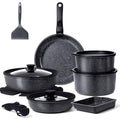 17PCS Pots and Pans Set Nonstick Cookware Set with Detachable Handle (Dark Gray / 17PCS-Big Size)