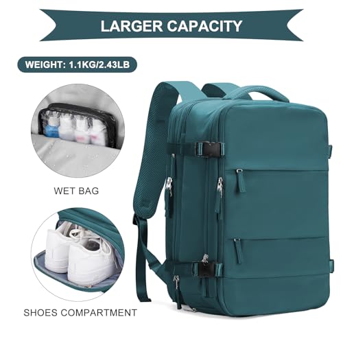 Large Travel Backpack For Women Men (45l / Peacock Blue)