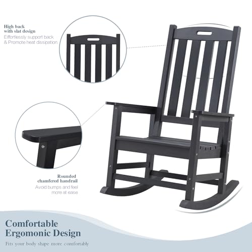 Outdoor Rocking Chairs Set of 2 (Black / 2 pack)