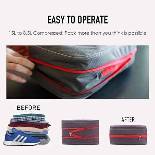 15L Compression Packing Cube Large Travel Organizer (Black Red / 15L)