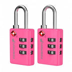 TSA Approved Pink Locks for Luggage. Cute Locker Suitcase Lock with Open Alert Indicator (3 Digit Pink 2 Pack)