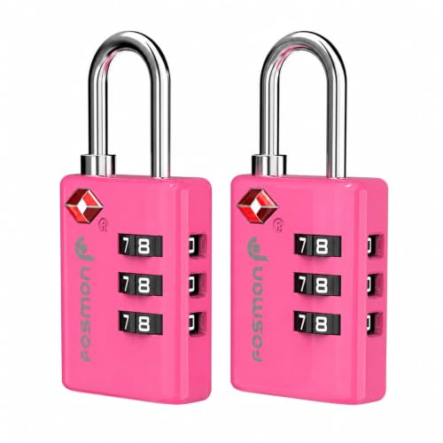 TSA Approved Pink Locks for Luggage. Cute Locker Suitcase Lock with Open Alert Indicator (3 Digit Pink 2 Pack)