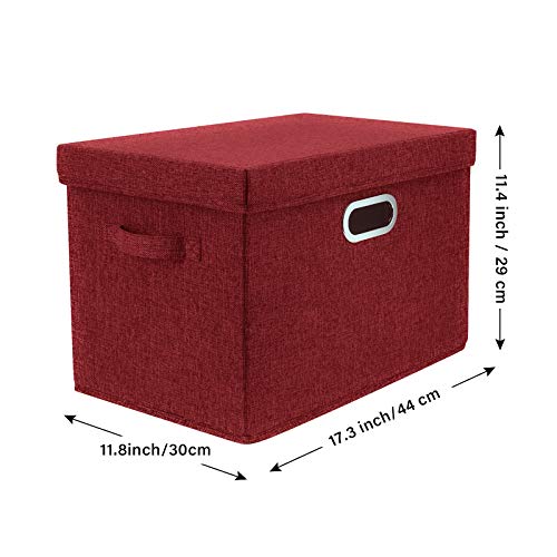 Collapsible Storage Bins With Lids (2-Pack Large / Red Wine)