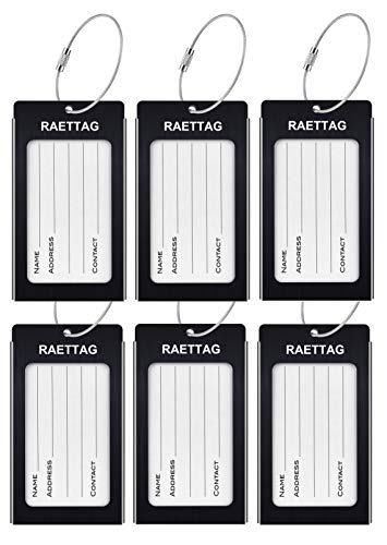 Luggage Tags Metal Suitcase Tags Travel Bag ID Identifier Luggage Tag (Black 6-pack)