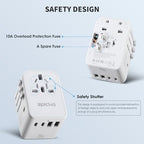 70W GaN PD Universal Travel Adapter (70W-5USB(3 USB-C) White)