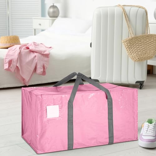 8 Pack Heavy Duty Dorm Moving Bags 65LBs Zippers (Pink)