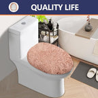 Microfiber Elongated Toilet Seat Cover 19.5"x 15" Machine Washable (Blush Pink / Elongated)