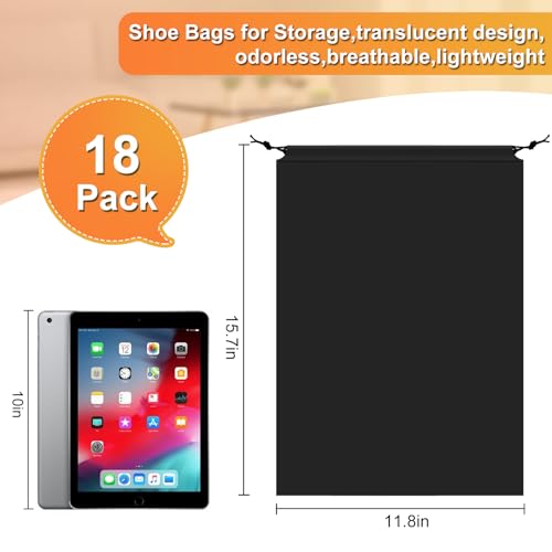 18 Pack Shoe Bags for Travel (Black)