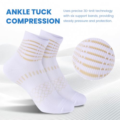 Ankle Compression Socks Women Men Plantar Fasciitis Relief 3 Pairs (Medium / Light Brown+oatmeal+white-khaki(3 Pairs))