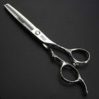 6/7/8-Inch Professional Hair Scissors Haircut Rose Pattern Hair Scissors Styling Tools Japanese Stainless Steel Scissor Set (6-in thinning scissors) (6-inch Thinning Scissors)
