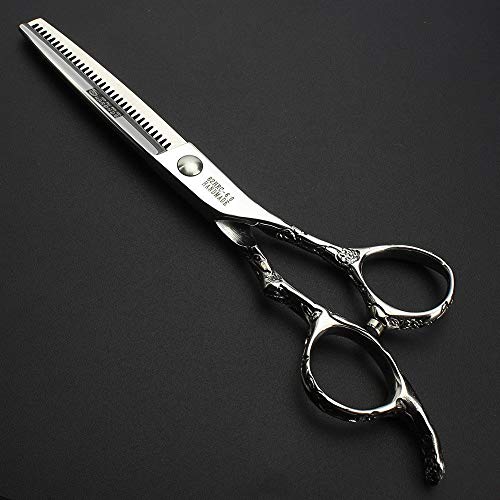 6/7/8-Inch Professional Hair Scissors Haircut Rose Pattern Hair Scissors Styling Tools Japanese Stainless Steel Scissor Set (6-in thinning scissors) (6-inch Thinning Scissors)