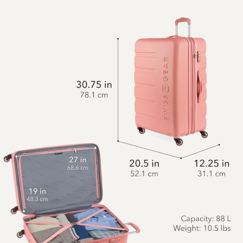 7366 Signature Hardside Expandable Luggage with Spinner Wheels (Checked-Large 27-Inch / Coral Almond)