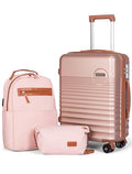 Carry On Luggage 22x14x9 Airline Approved Suitcase with Wheels (Champagne Gold / 3 Piece Sets (20/BP/TB))