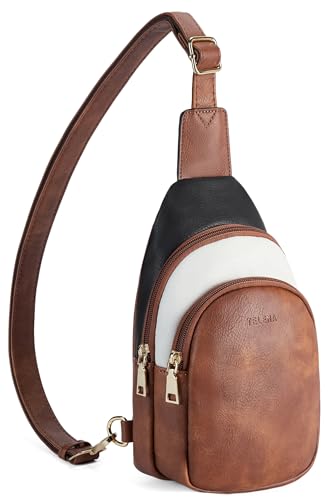 Crossbody Bags for Women Leather Sling Bag for Woman Travel Black (3-black/Brown)