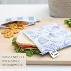 Roamio Reusable Sandwich and Snack Bags (C6 Nautical Stripe & Shells-Lg)