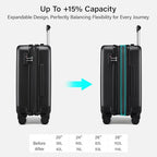 3 Piece Luggage Set Expandable Hardside Suitcases with Spinner Wheels (Jet Black / 20/24/28 Inch EXT)
