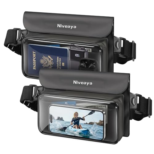 IPX8 Floating Waterproof Fanny Pack Holds Phone (Translucent black&translucent black)