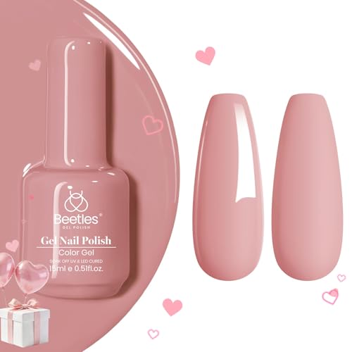 Beetles Nude Pink Gel Nail Polish 15ML Soak Off UV Gel for Nail Art DIY (E - Creme Nude | Dusty Mauve)