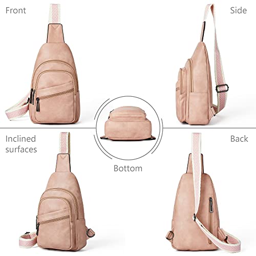 Sling Bag Crossbody Bags for Women Small Cross Body Bag Fanny Packs Chest Sling Purse for Daily Travel Leisure Sport (7-3 Pink)