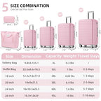 Luggage Sets 6 Piece (Pink / 6 Piece Set (18/20/24/28/DB/TB))