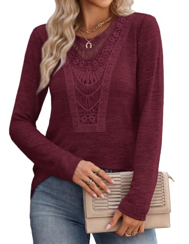Winter Clothing for Women Fall Tuincs Trendy Christmas Shirts Dark Red S (Small / Dark Red)