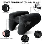 Neck Pillow for Travel Inflatable Airplane Pillow Comfortably Supports Head (Dark Black)