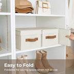 Fabric Storage Bins with Lids (Ivory / Medium)