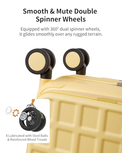 Expandable Top Opening 24 Inch Checked Luggage with Spinner Wheels (Cheese Yellow / Checked-Medium 24-Inch)