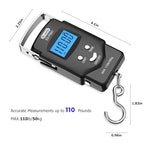 Fish Scale 110 lb Digital Luggage Scale with Tape (Black)