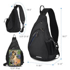 Sling Bag Men Backpack Unisex One Shoulder Bag Hiking Travel Backpack Crossbody with USB Port for Men Women Versatile Casual Daypack (Black-19'')