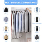 Garment Bag Covers 24"X55"Lightweight White PEVA Breathable Bags with Study Full Zipper for Coat Protector Travel Laundry Wardrobe Closet (Black / 24''X55'')